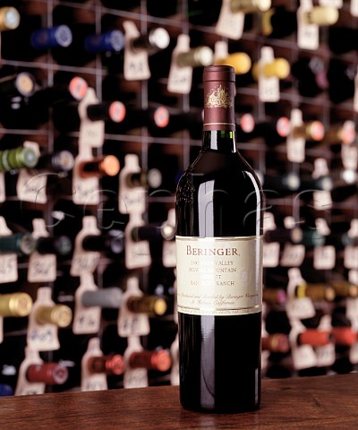 Bottle of 1995 Beringer Howell Mountain Merlot   in the wine cellar of the Hotel du Vin Bristol