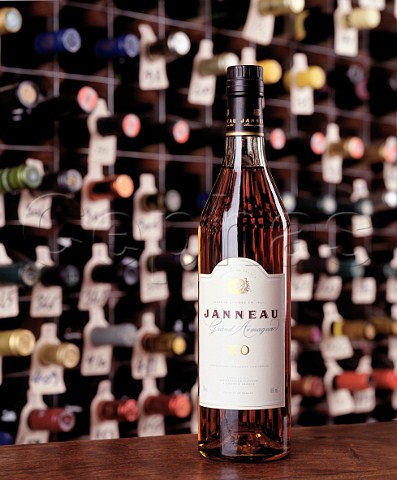 Bottle of Janneau Grand Armagnac   in the wine cellar of the Hotel du Vin Bristol