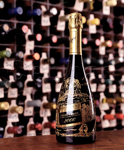 Bottle of DuvalLeroy Cuve 2000 Champagne   in the wine cellar of the Hotel du Vin Bristol