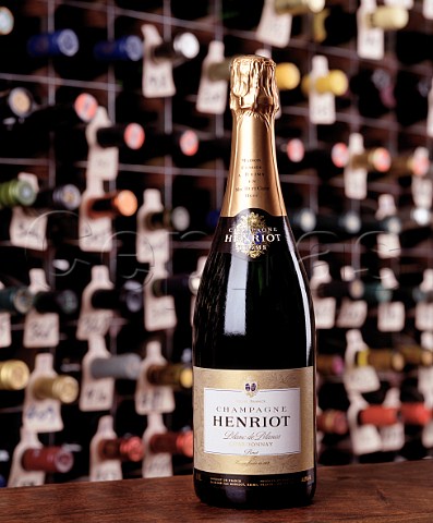 Bottle of Henriot Champagne   in the wine cellar of the Hotel du Vin Bristol