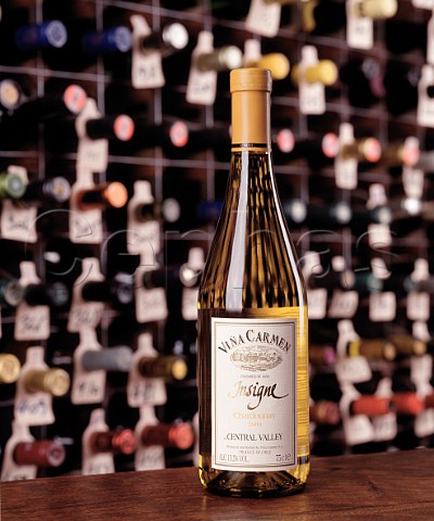 Bottle of 2000 Via Carmen Insigne Chardonnay  in the wine cellar of the Hotel du Vin Bristol