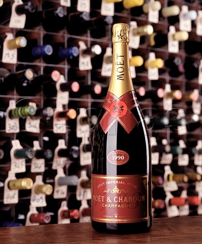 Magnum of 1990 Mot  Chandon Champagne   in the wine cellar of the Hotel du Vin Bristol