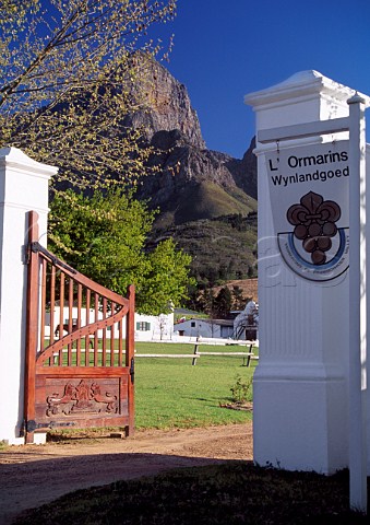 Entrance to LOrmarins wine estate Franschhoek  South Africa Paarl WO