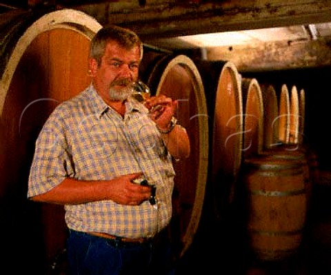 Bernd Philippi in the barrel cellar of   Weingut KoehlerRuprecht Kallstadt Germany   Pfalz