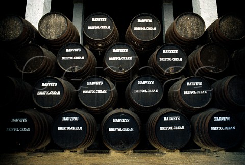 Barrels in one of Harveys bodegas  Jerez de la Frontera Andaluca Spain  Sherry