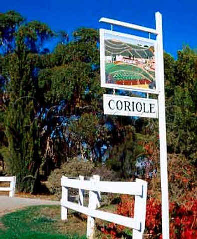 Sign at entrance to Coriole winery McLaren Vale   South Australia      McLaren Vale