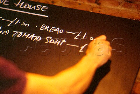 Writing up the menu in Goldbourne House   Restaurant London