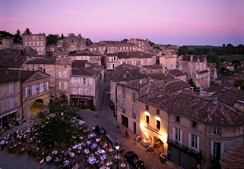 View over Stmilion at dusk  Gironde France   Bordeaux