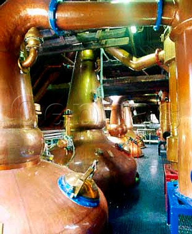 Copper pot stills in the still room of Strathisla   whisky distillery the oldest working distillery in   the Highlands Its malt is one of the main   constituents of Chival Regal  Keith Moray Scotland