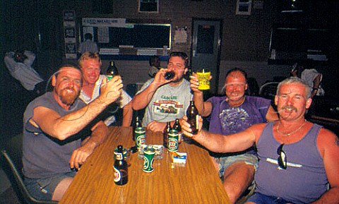 Opal miners finish their shift with a   few beers Coober Pedy Australia