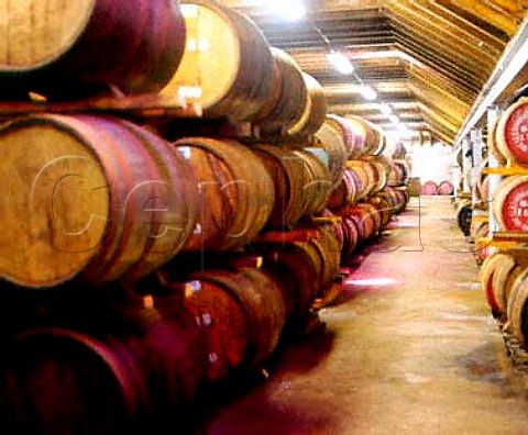 Whisky maturing in old Bourbon casks in a   traditional warehouse of Glenmorangie   distillery Tain Rossshire Scotland Highland