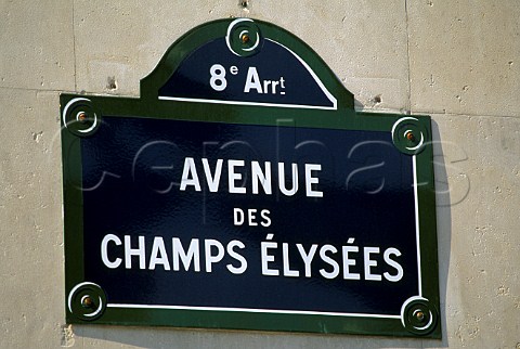 Avenue des Champs Elyses sign Paris France