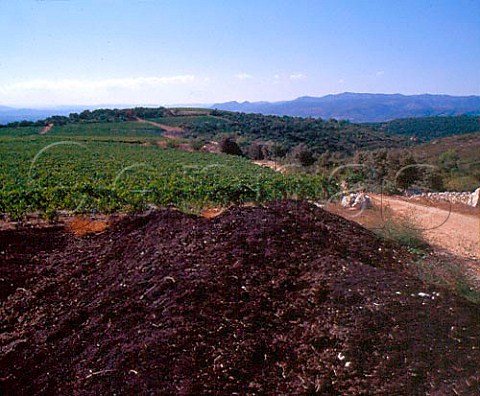 Compost heap in vineyard of Domaine la Grange des   Pres Aniane Hrault France