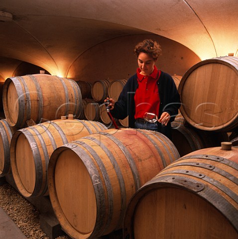 Anne Gros in her barrel cellar VosneRomane Cte dOr France