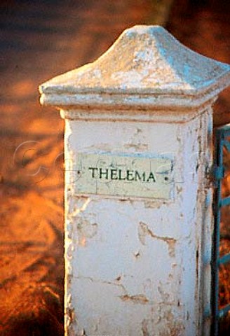 Gate post of Thelema Mountain Vineyards   Stellenbosch South Africa