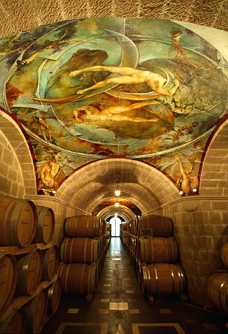 The barrel ageing cellar of    Mastroberardino featuring handpainted   frescoes combining the companys ethos of   art and wine    Atripaldi Campania Italy