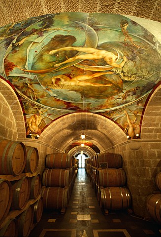 The barrel ageing cellar of    Mastroberardino featuring handpainted   frescoes combining the companys ethos of   art and wine    Atripaldi Campania Italy