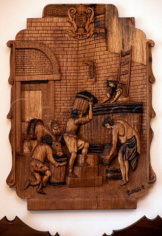 Woodcut depicting ancient winemaking in   the cellars of Mastroberardino    Atripaldi Campania Italy