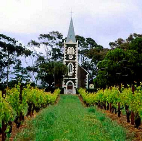 Hill of Grace vineyard of Henschke and Gnadenberg   Lutheran Church near Keyneton South Australia    Eden Valley