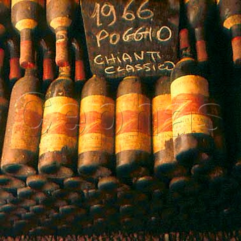 Bottles of 1966 Il Poggio Riserva in the cellars   of Monsanto Barberino Val dElsa Tuscany Italy    Chianti Classico