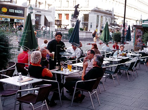 Street caf in Graben the main pedestrian street in   Vienna Austria