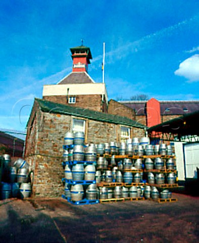 Courtyard with beer casks at Jennings Brothers   Castle Brewery Cockermouth Cumbria England