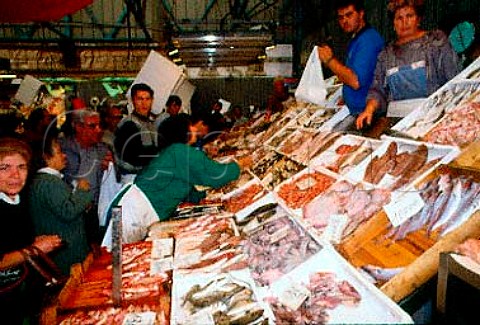 Fish stall in the covered market   Turin Piemonte Italy