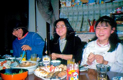 Three girls in restaurant in Nagano   City  Nagano Prefecture Japan