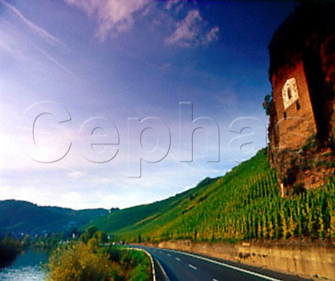Sundial set in rock face between rziger Wrzgarten   and Goldwingert vineyards rzig Germany  Mosel
