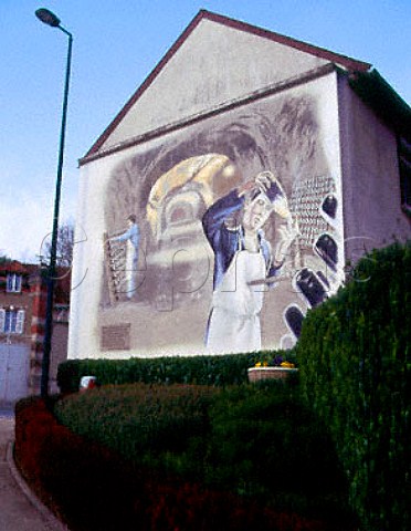 Mural on wall of house at Cramant Marne France  Cte des Blancs  Champagne