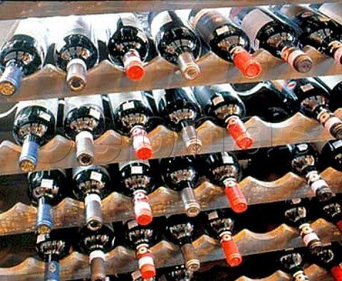 Wine bottles on rack in the Plumpjack Wine Store   San Francisco California