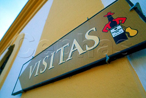 Sign for visitors to the Gonzalez Byass   bodegas Jerez Andaluca Spain