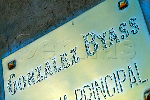 Brass plaque in the Gonzalez Byass   bodegas Jerez Andaluca Spain