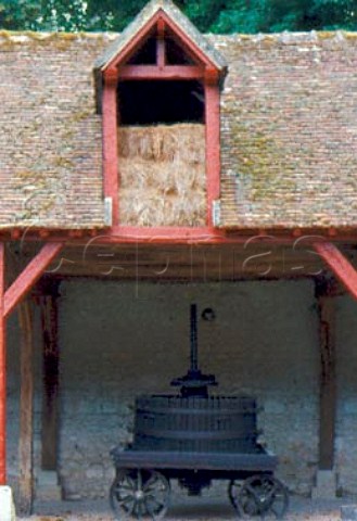 Old grape press in barn at Chteau de   Chenonceau Chenonceaux IndreetLoire   France    Touraine