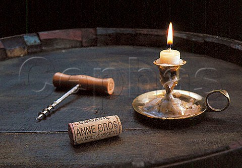 Corkscrew candle and Anne Gros cork   Burgundy