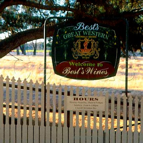 Welcome sign for Bests Wines Great Western   Victoria Australia   Grampians