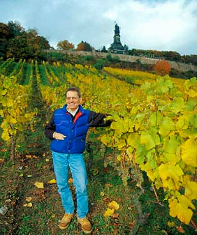 Bernhard Breuer died 2004 of Weingut Georg Breuer in the Berg Kaisersteinfels vineyard beneath the Niederwald Monument Rdesheim Germany    Rheingau