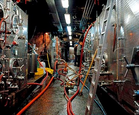 Steel tanks used for fermenting the Riesling wines   in the cellars of Weingut Robert Weil Kiedrich    Germany    Rheingau
