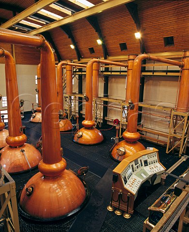 518m swannecked copper stills at the Glenmorangie Distillery  The tallest whisky stills in Scotland they were purchased second hand from a London Gin distiller when Glenmorangie was established in 1843  Tain Rossshire Scotland  Highland