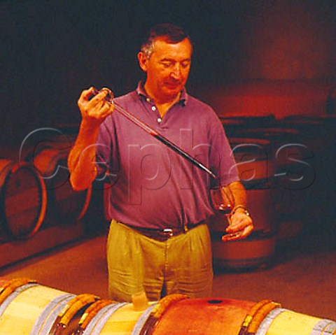 Jacques Thienpont in barrel cellar of   Chteau Le Pin Pomerol Gironde France    Pomerol  Bordeaux