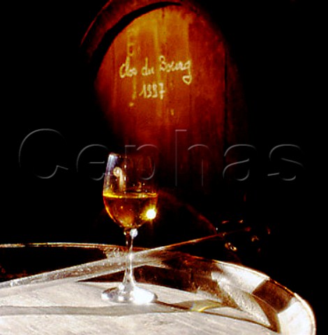 Glass of Clos de Bourg taken from barrel in the   cellars of Gaston Huet   Vouvray IndreetLoire France