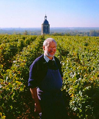 Nol Pinguet in the Clos de Bourg vineyard of   Gaston Huet with the tower of Vouvray church beyond   Vouvray IndreetLoire France