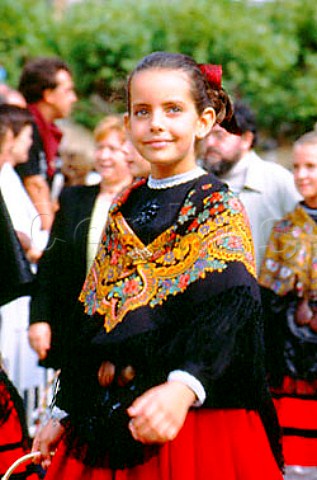 Young girl in ceremonial costume during   the wine festival of San Mateo in   Logroo La Rioja Spain   Rioja