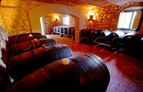 Barrels in Vin Santo cellar at Castello di Verrazzano Greve in Chianti Tuscany Italy   Chianti Classico