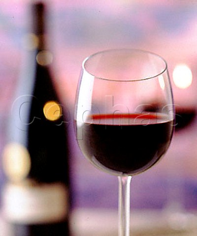 Glass and bottle of red wine