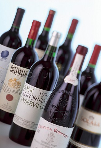 Bottles of top wines from different countries
