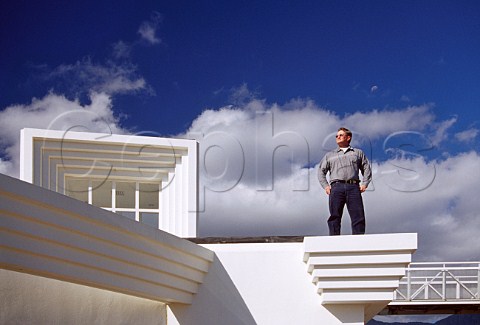 Andre van Rensburg winemaker on the roof of the Vergelegen winery Stellenbosch South Africa