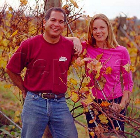 Patrick and Barbara Stowe in vineyard of   Rimu Grove winery Nelson New Zealand