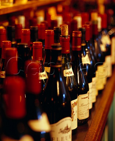 Wine bottles behind the bar of a London wine bar