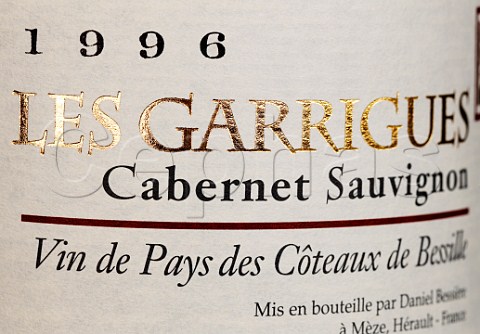 Label on bottle of Vin de Pays des Coteaux de   Bessille Hrault France